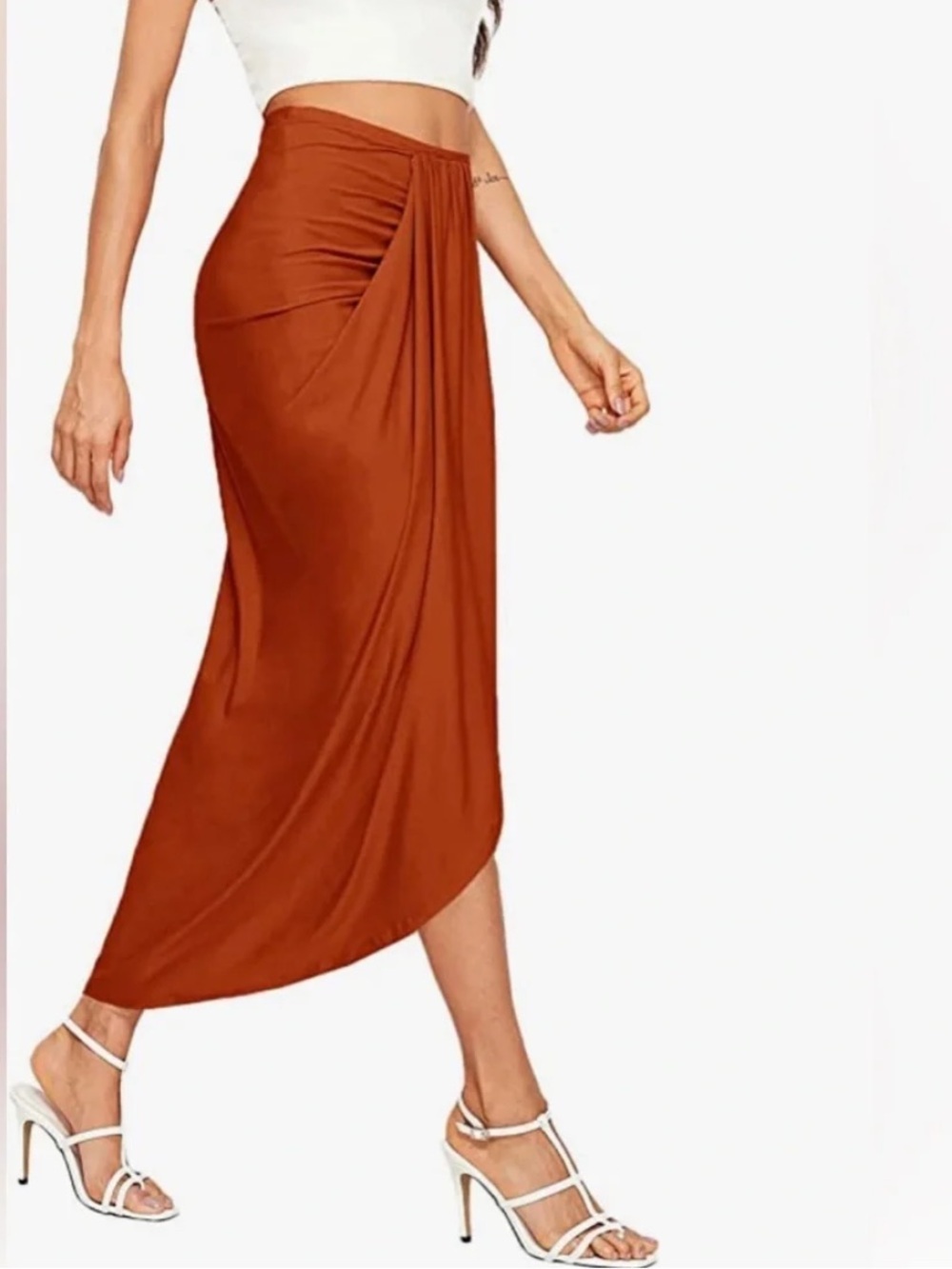 🆕 ❤️ SHEIN maxi skirt Slit Asymmetrical Elastic High Waist Draped size XXL - Picture 2 of 7